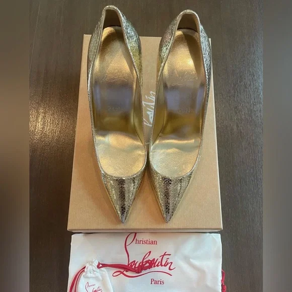 Christian Louboutin Kate 100mm Metallic Pumps - Picture 2 of 6